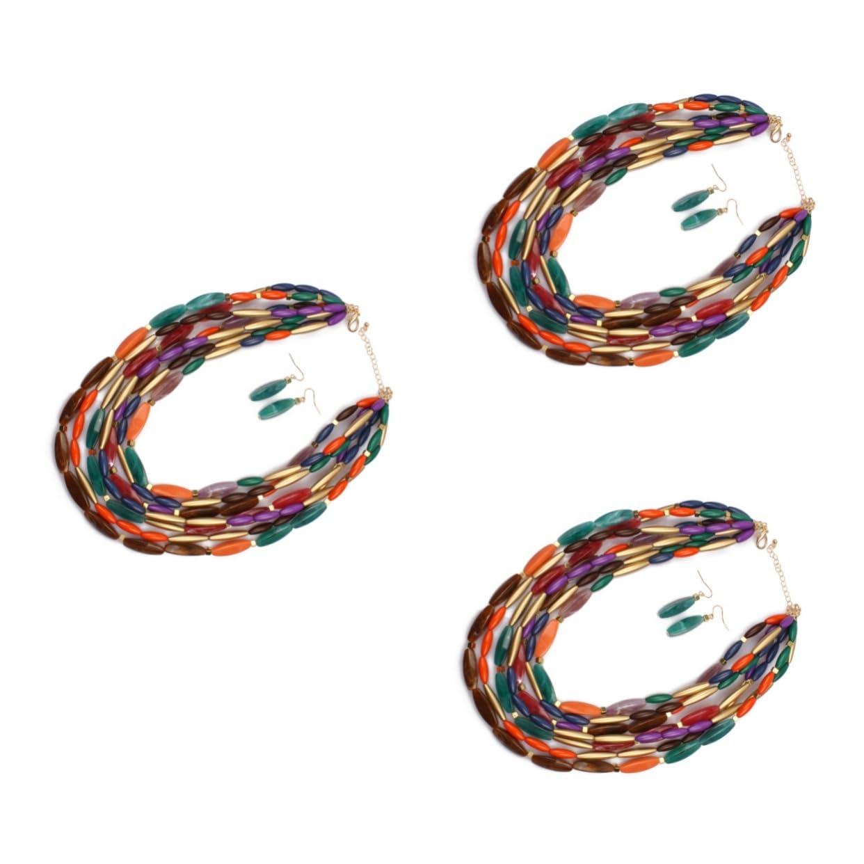 GALPADA 3pezzi Collana Multilayer Colorata Con Perline Per Donne Gioielli Artigianali Eleganti Per Occasioni Speciali e Uso Quotidiano