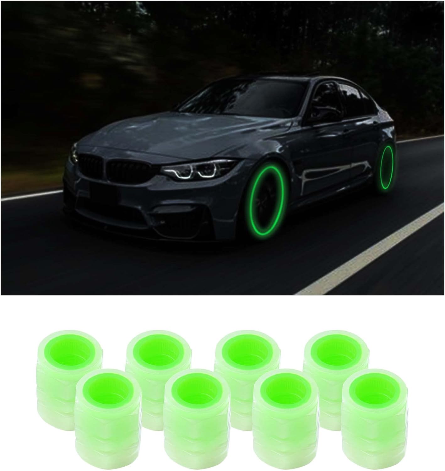 Car Tire Valve Stem Caps, 8Pcs Universal Luminous Tire Air