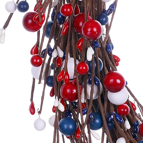 Violetevergarden Patriotic Wreath,15Inches,4Th Of July Wreath Heart-Shaped Berry Wreath Red White Blue Wreath For Independence Day Decor #TOP2