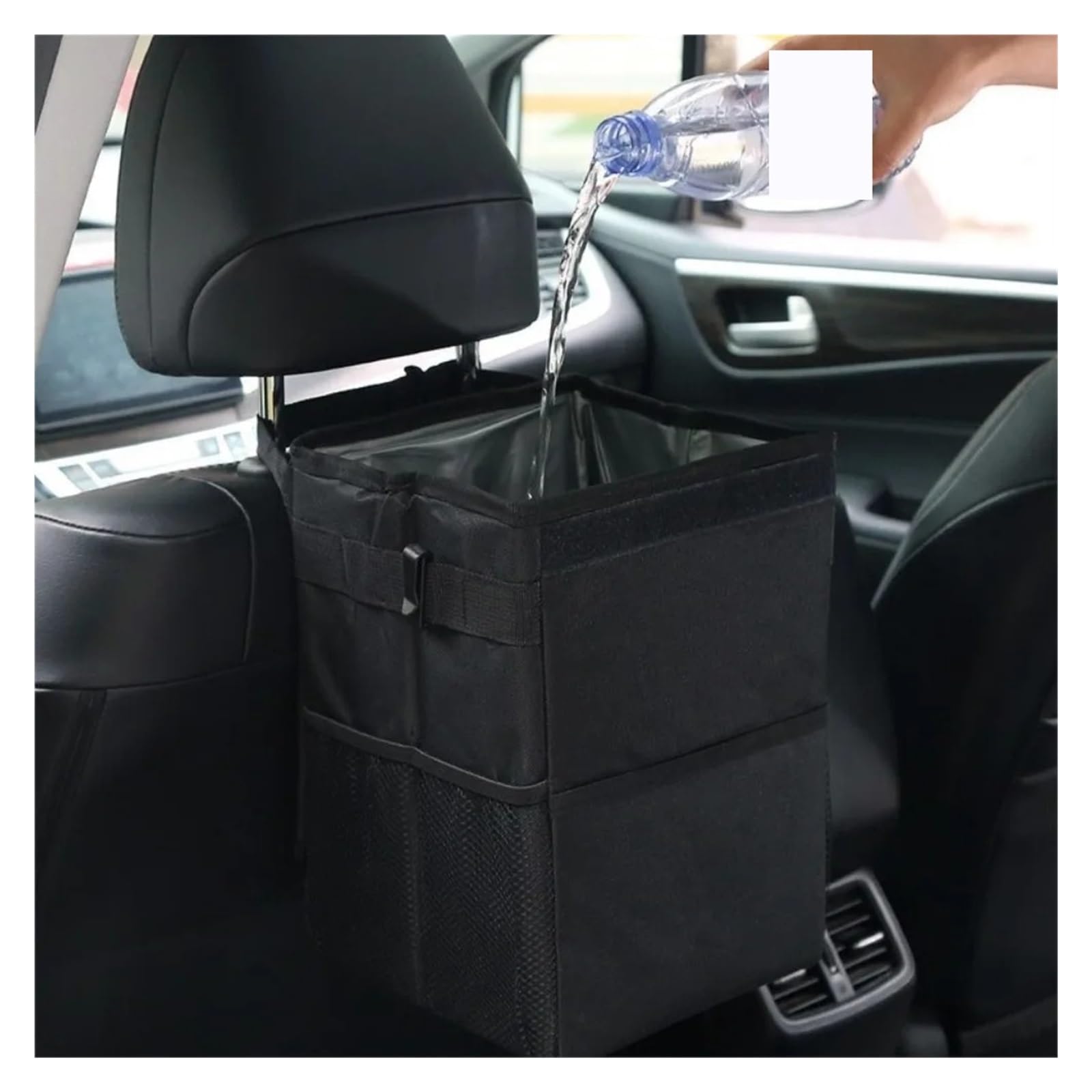 Poubelle De Voiture Poubelle Voiture À Couvercle Rabattable Tissu Oxford Imperméable Lavable Pliable Rangement du Dossier Siège Suspendu Poubelles Véhicule
