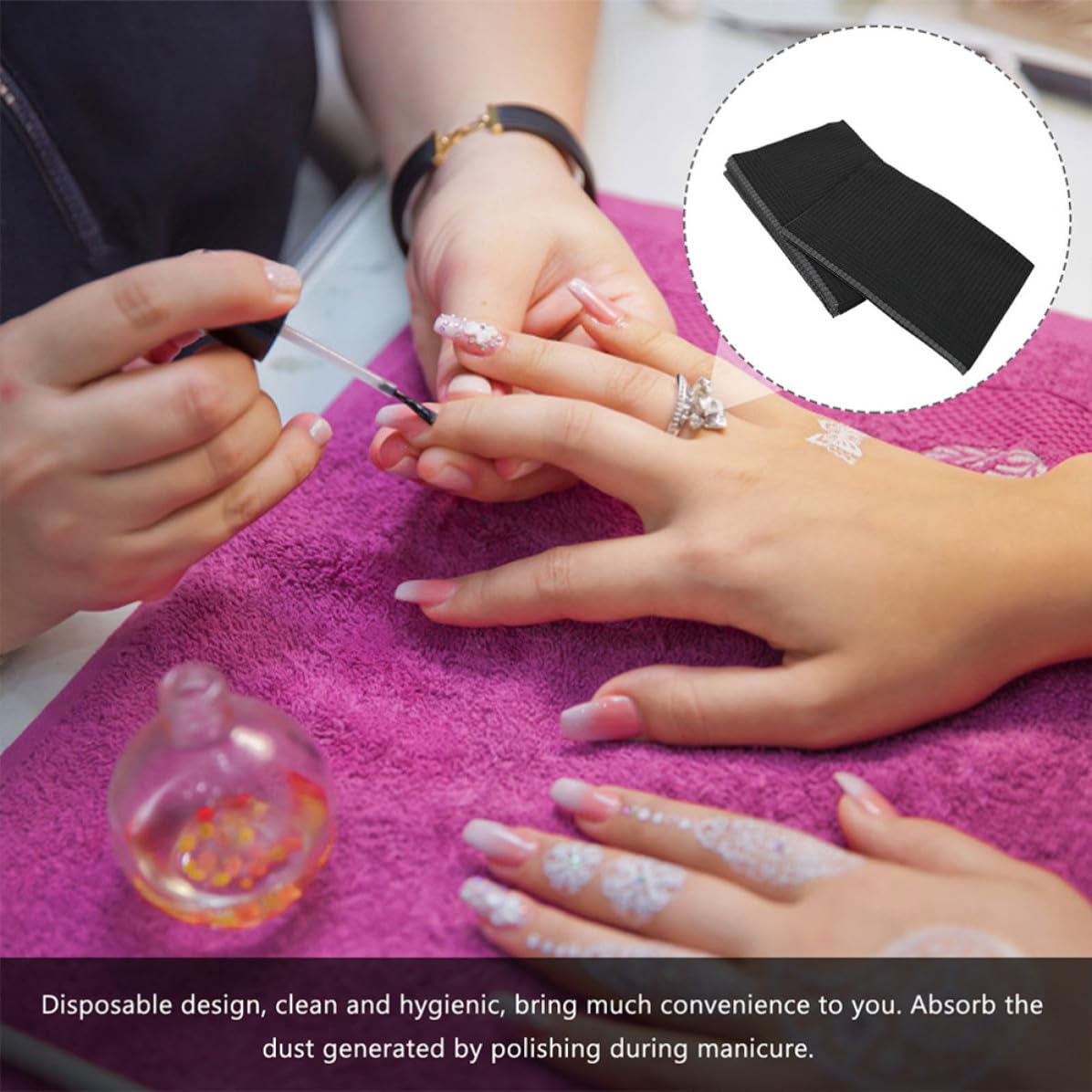 Tovagliette Monouso per Unghie in Carta Nera 125 Pezzi Supporto per Manicure Morbido e Inodore per Uso a Casa o Salone Nail Art