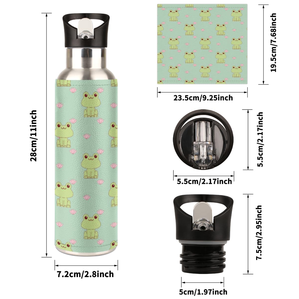 Botella De Agua Aislada De 32 Onzas, Botellas De Agua Negras Con Popote  Tapa De Boquilla, image size:1200x1200