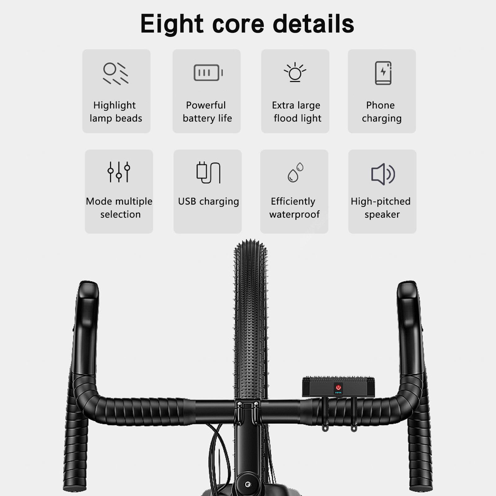 Lumiere Velo Avant Et Arriere, 8 LED 4000mah Rechargeable USB,avec Clignotant Vélo, Clignotant Trotinette Electrique 6 Modes Luminosité pour All Mountain, Route, Vélo