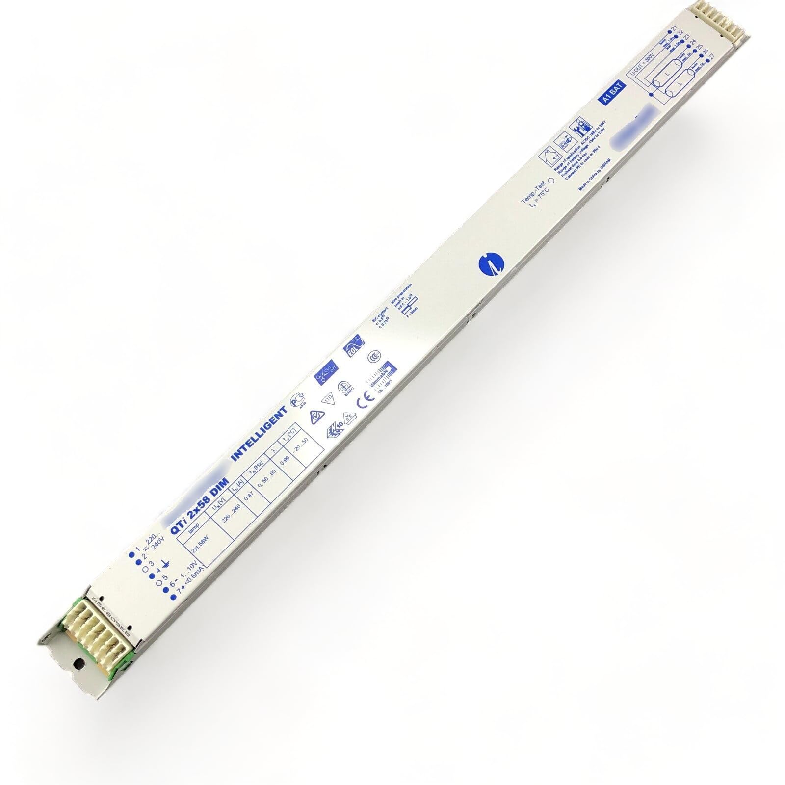 Generico QTi 2x58/220-240 DIM 1-10V Alimentatore elettronico, Ballast Fluorescente Twin 2x58W T8 EVG