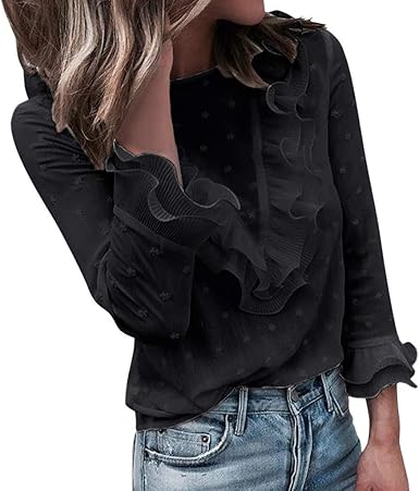 Long Sleeve Blouse Fancy Ruffle Casual 