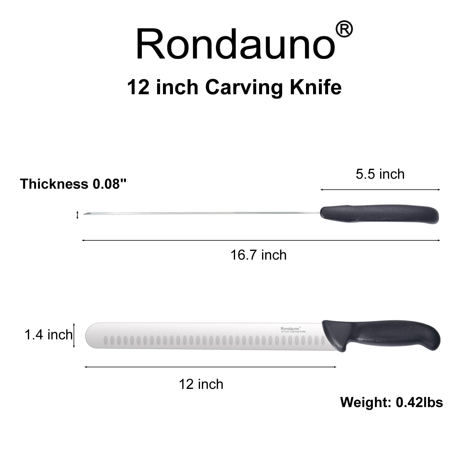 Rondauno Brisket Knife, Carving Knife for Meat Cutting Slicing Knives — Amazon image 2