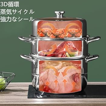 Amazon｜蒸し器 鍋 多機能 蒸し鍋 蒸し器 二段 三段 蒸し器