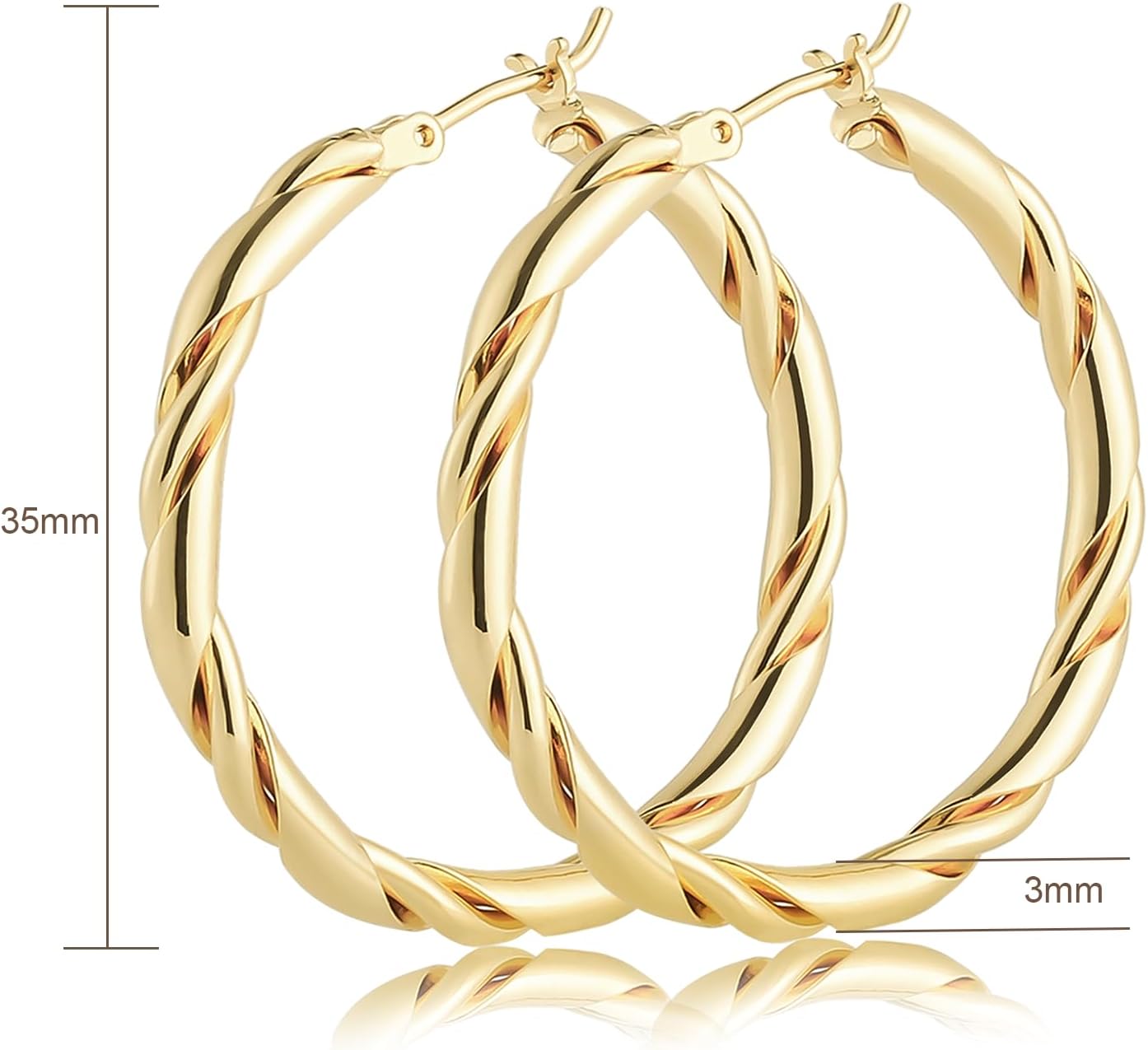 14k Gold Hoop Earrings for Women 14K Gold Earrings Fried Dough Twists Earrings for Women Trendy Hypoallergenic Earrings Gold Jewelry for Womens Earrings - Image 6
