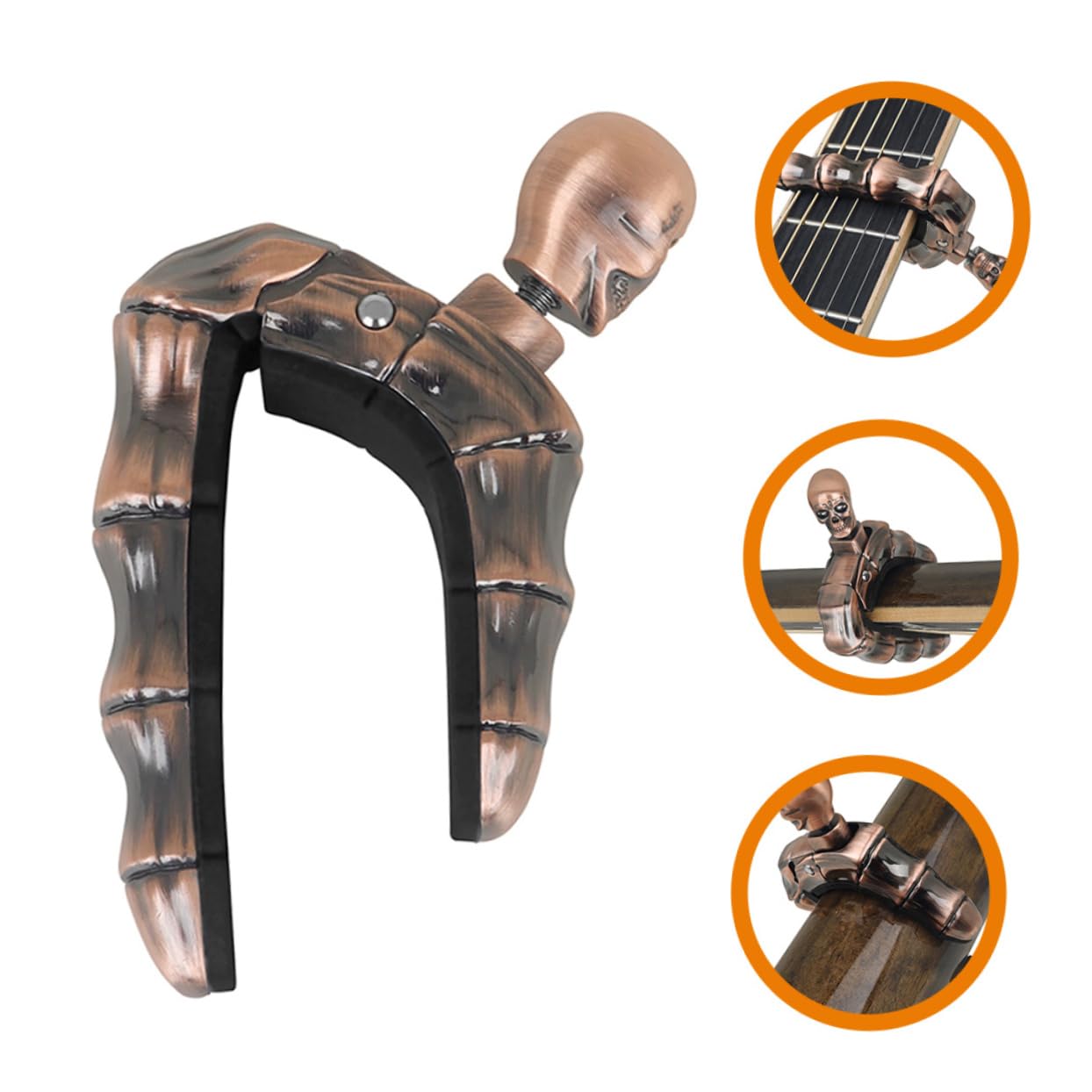 Capo per Chitarra e Ukulele a Forma di Teschio in Lega di Zinco Presa Antiscivolo