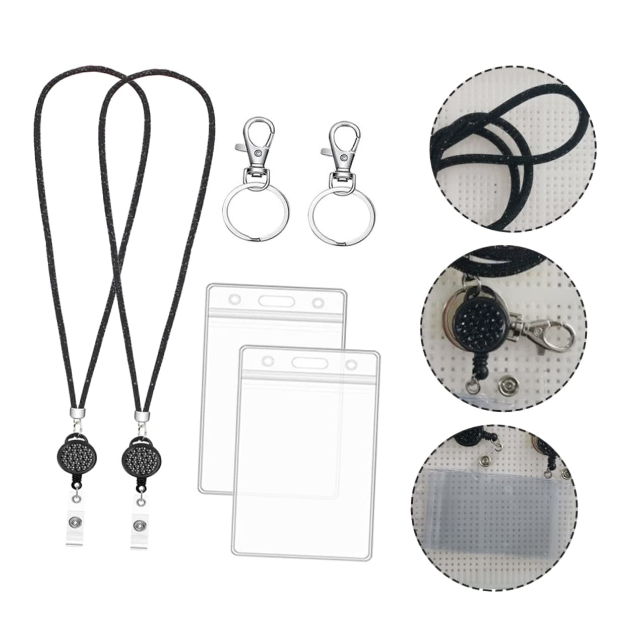 NUOBESTY 3sets Portabadge Verticali Con Cordino Custodia Trasparente Per Carte Id Tesserini e Badge Per Lavoro Scuola e Eventi