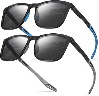SKYOAK Premium Large 158MM XXL Polarized Sunglasses for Men Women, Scratch/Saltwater Resistant/Oleophobic Coating Lens Sun Glasses TR Frame Stylish Oversized Shades 2 Pack, Black & Blue