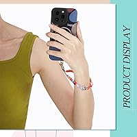 Vista 6 de LEIFIDE 6 piezas de cordón con cuentas para teléfono, correa de muñeca con cuentas de flores y frutas para teléfono, correa de pulsera desmontable