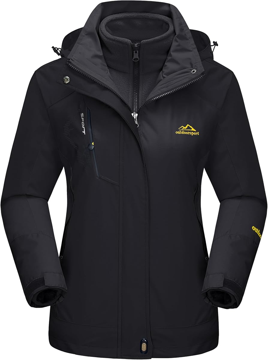 Abrigos de invierno 3 en 1 para mujer, chaqueta de esquí para nieve, impermeable, resistente al viento, forro polar, chaqueta de invierno, parka