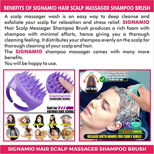 Image of SIGNAMIO Shampoo Brush Silicon Scalp Massager Hair Brush Wet Dry Comb Head Scrubber 100% Comfortable for Hair Improve Blood Circulation for Men,Women Pets - Grey - Pack 1