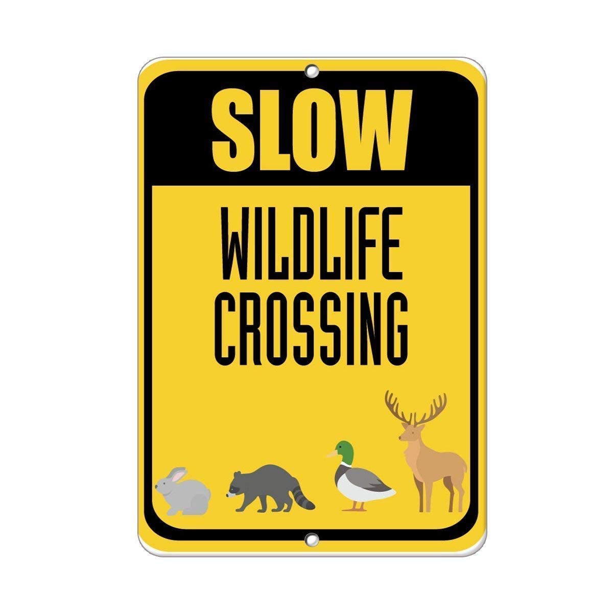 peiyeety Metal Sign Aluminum Sign Slow Wildlife Crossing Traffic Sign Plaque for Yard Garage Driveway House Fence for Outdoor & Indoor 8"x12"
