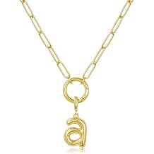 KissYan Bubble Initial Necklace for Women, 14K Gold Plated Removable 3D Balloon Letter Pendant with Adjustable Paperclip Chain, Dainty Custom Gift
