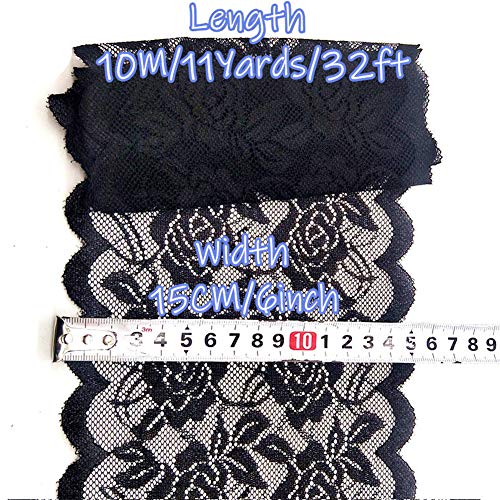 11 Yards Width 6Inch Rose Embroidered Lace Ribbon Stretch Lace Trim Fabric For Diy Sewing Crafts Garment Embellishments Burlap Party Table Decorations (Orange) #TOP1