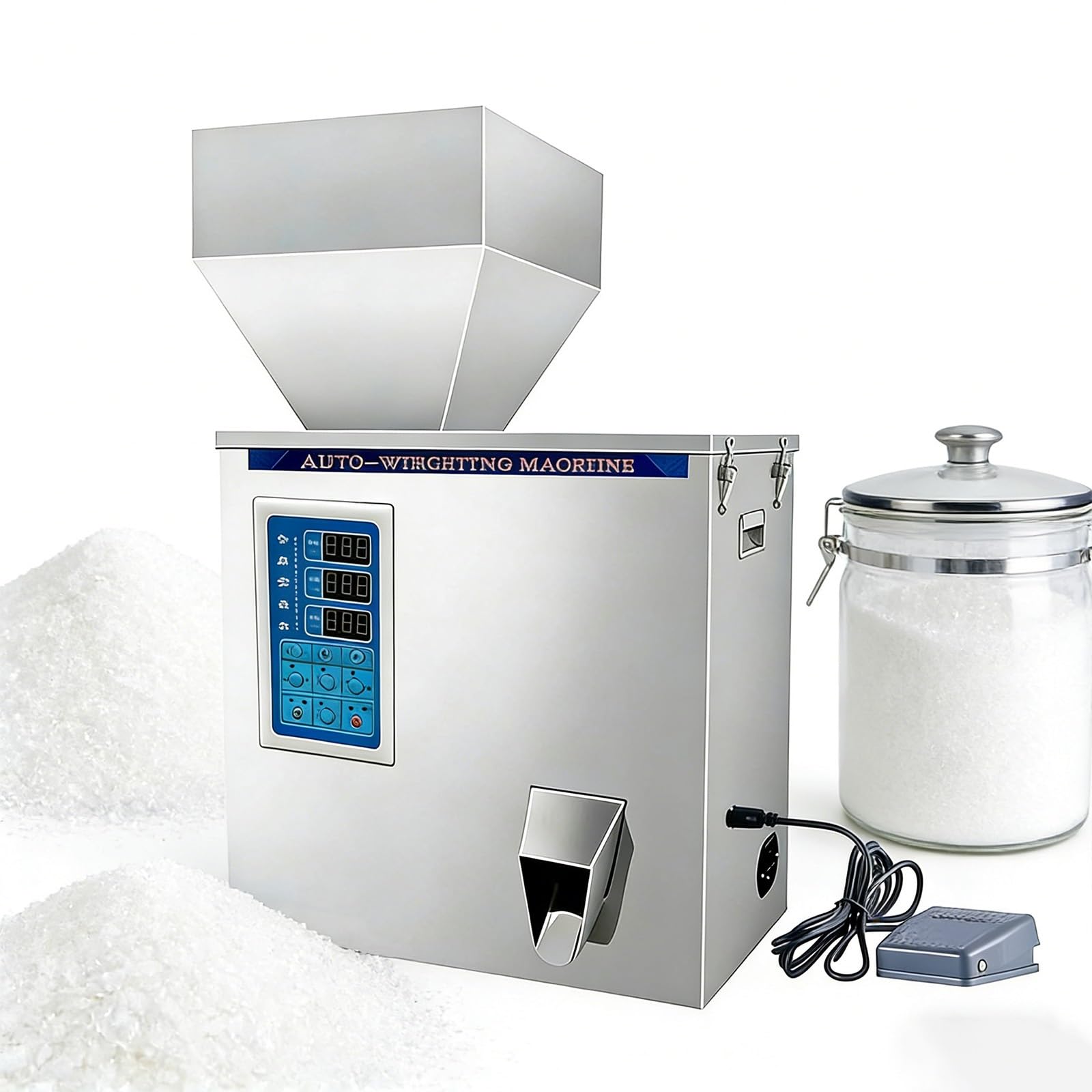 BOOZXCV Subpackage Machine for Coffee Tea, Automatic Particle Weighing Filler with LED Control, 12-15 Bags/Min, 0.2g Accuracy, Foot Pedal & IR Modes, Versatile Home Use (A)