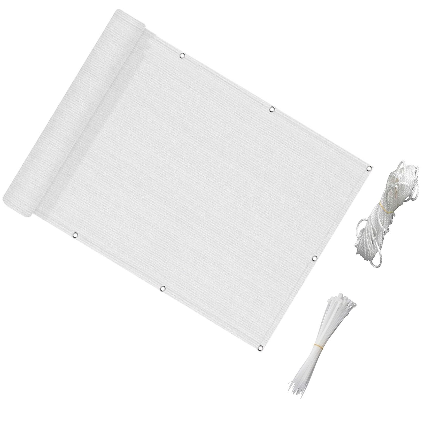 Pare-Vue Brise Vue Terrasse 85 x 380 cm Résistant Aux Déchirures et Au Vent Toile de Balcon avec Serre Câbles Blanc