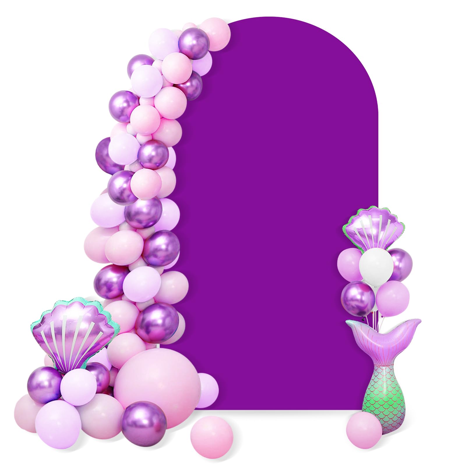 Photo 1 of 5 FT Wedding Arch Cover Backdrop Purple Spandex Fitted Arch Stand Covers Stretchy Backdrop Panels,2-Sided Fabric Arch Wall Backdrop for Wedding Party Birthday Baby Shower Ceremony Decoration