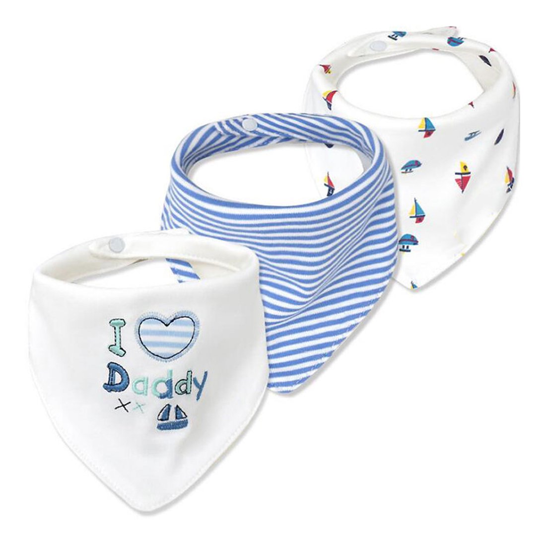 Cuteon Unisex Infant 09Ilovedaddy Baby Drool Bibs, 3-Pack Absorbent Cotton, Triangle Bib With Snaps Gift For Boys & Girls