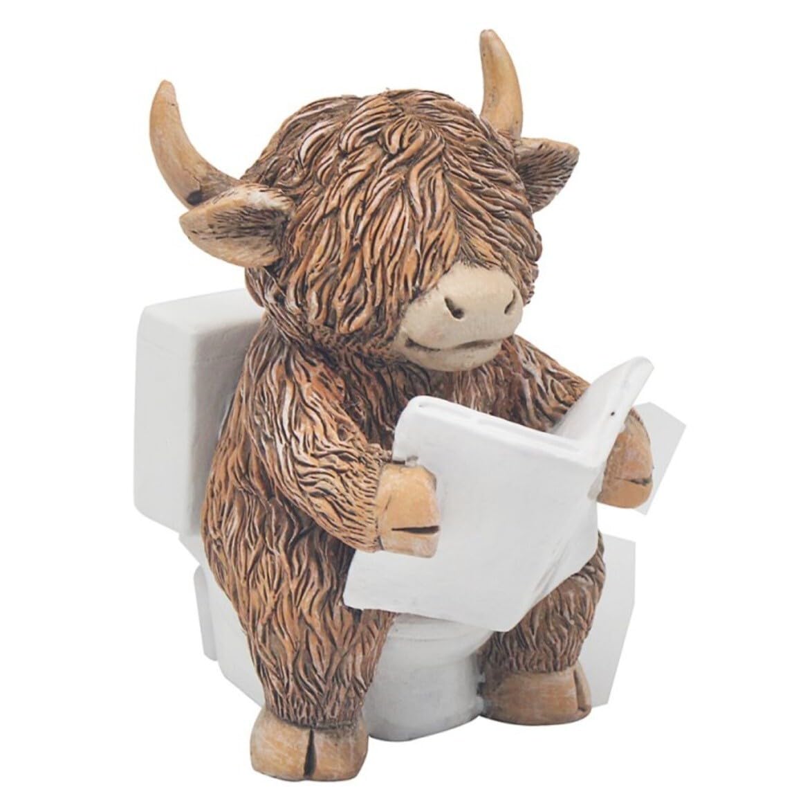 Hemoravoma Women's Toilet Highland Cow Soaking Bath Figurine - Playful Highland Cow Bathroom Resin Decor, Cute Animal Ornament For Living Room, For & Men (Toilet)