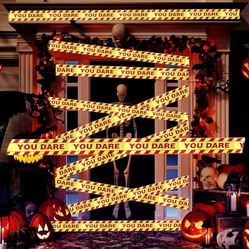 Fita de advertência para decoração de casa assombrada de dia das bruxas fitas de barreira de medo suprimentos de zumbi festa de terror travessia ao ar livre cena do crime decorar dia dos mortos