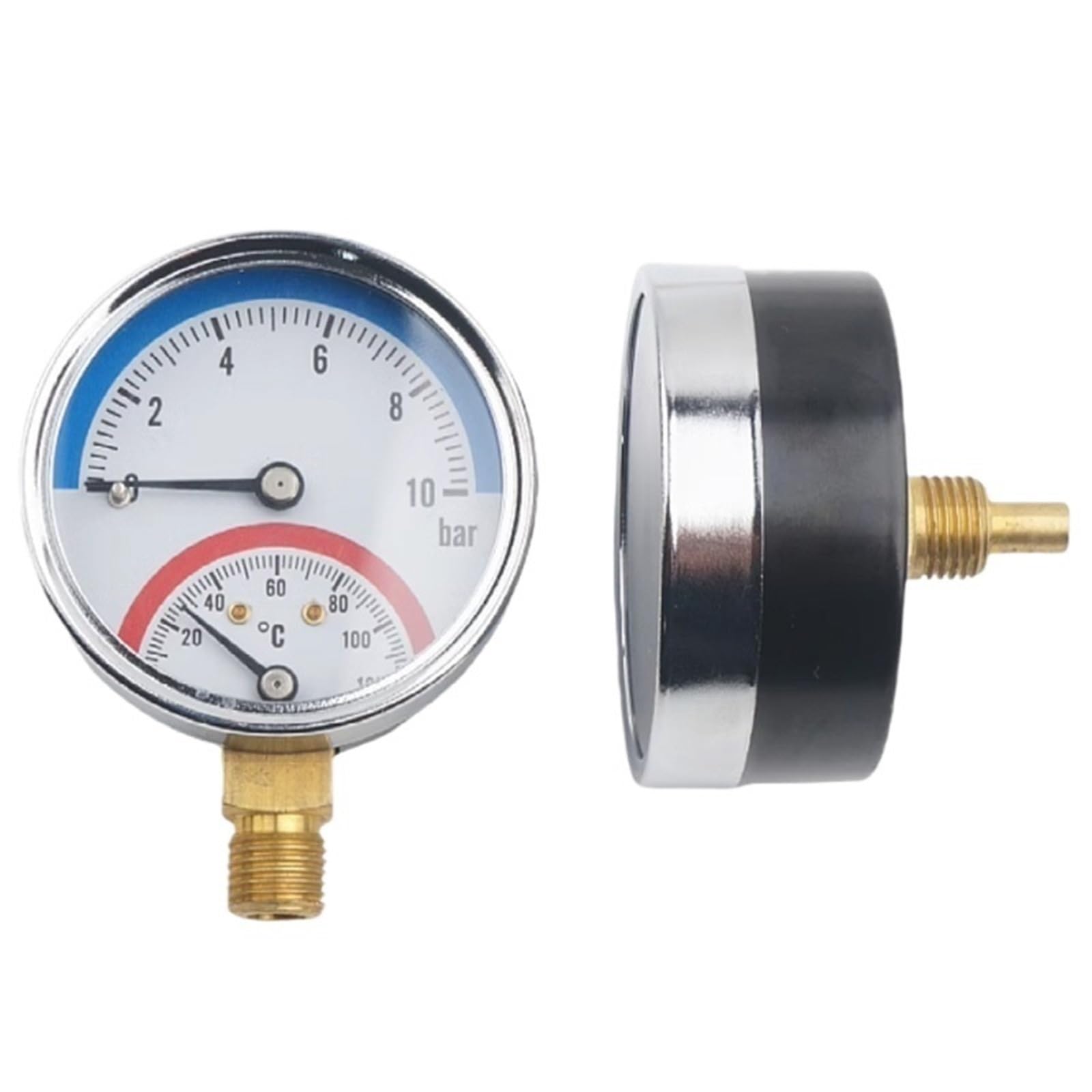 2 szt. 120℃ zintegrowany manometr temperatury i ciśnienia 10 kg 16 kg miernik ciśnienia ogrzewania wody (10 kg 120 stopni Celsjusza R)