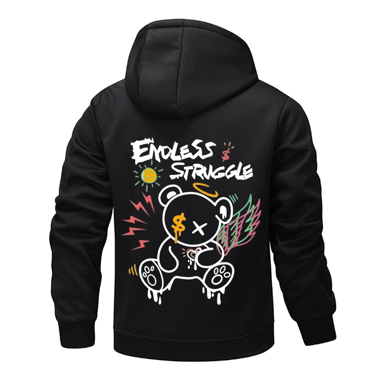 Generisch Daunenjacke Herren Stylischer Fleece-Hoodie mit Buchstabendruck-Design. Bequemes Kapuzen-Sweatshirt für den Alltag. Gemütliche Oberbekleidung perfekt Freizeit-