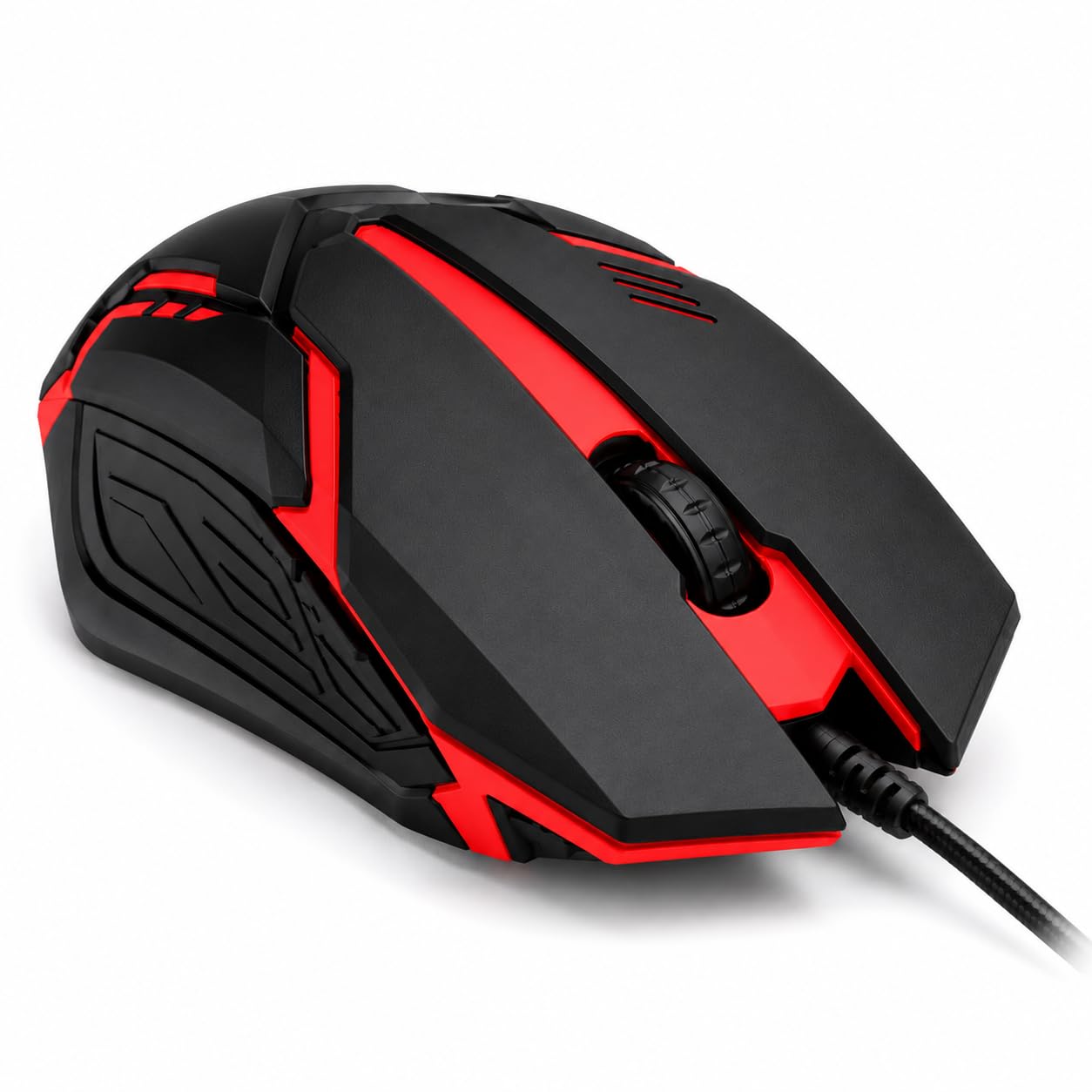 PROSAC Vigor R7 Wired USB Optical Mouse, Dynamic RGB Lighting, 1200 DPI Smooth Tracking, Compact Ergonomic Design for Laptop, Desktop, Office & Gaming, Black Red-image-44