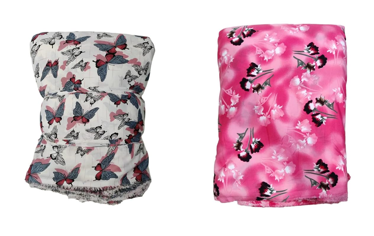 GenericLILABA Crepe Printed Multi-purpose Fabric (F-Lilaba-1420)