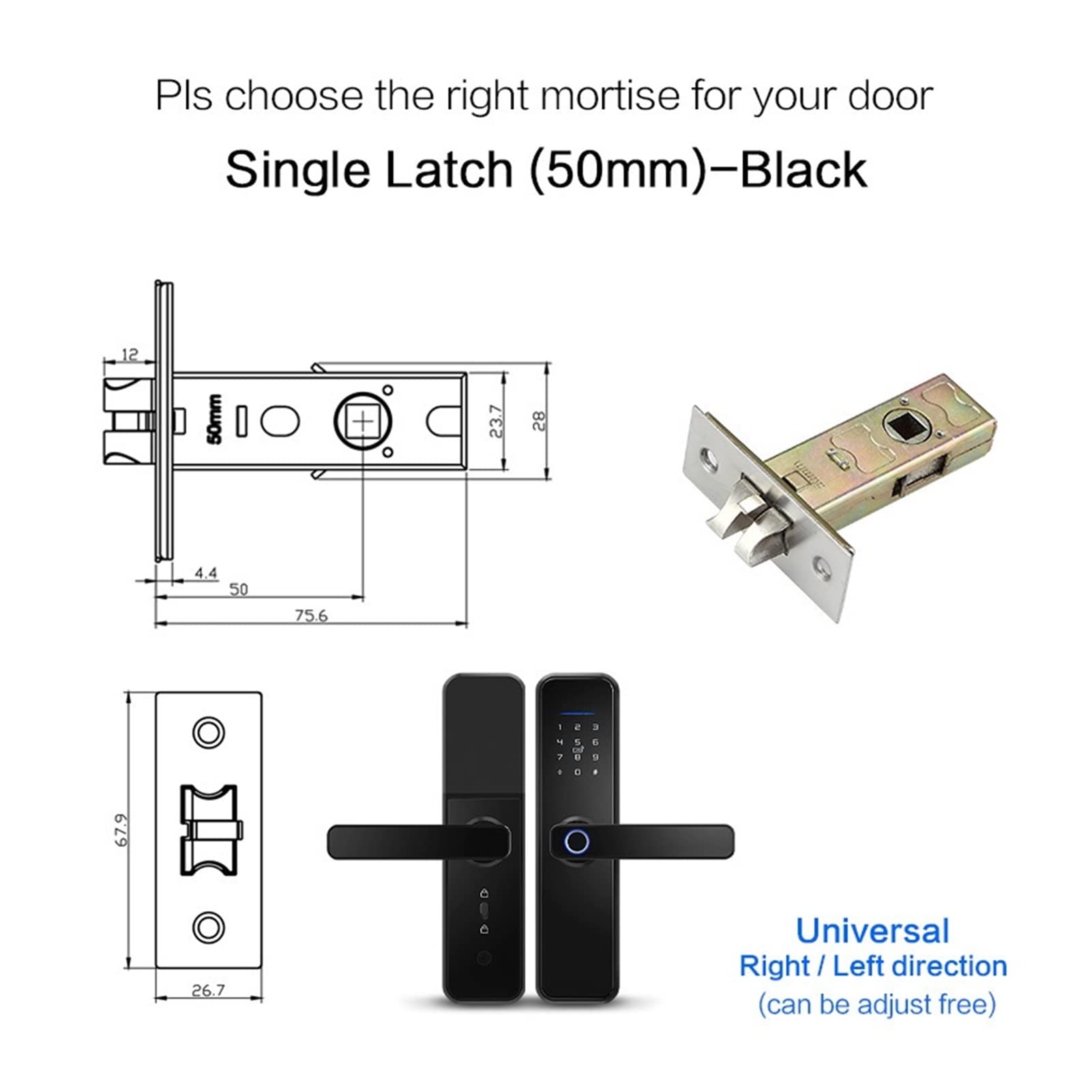 Serratura per porta d'ingresso con impronta digitale, Impronta digitale Impermeabile Cerradura Inteligente Fechadura Eletronica Smart Door Block(X7ty-50)