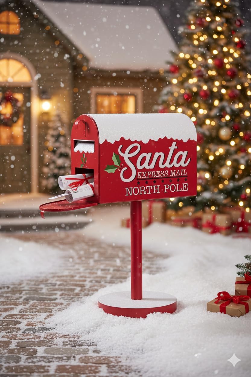 Outdoor Metal Mailbox, Garden Style Decorative Mailbox, Durable Weather-Resistant Construction