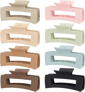 Mandydov 8-Pack Large 4.1 Inch Matte Hair Claw Clips - Non-Slip Strong Hold Big Square Claws for Thick Thin Hair Women