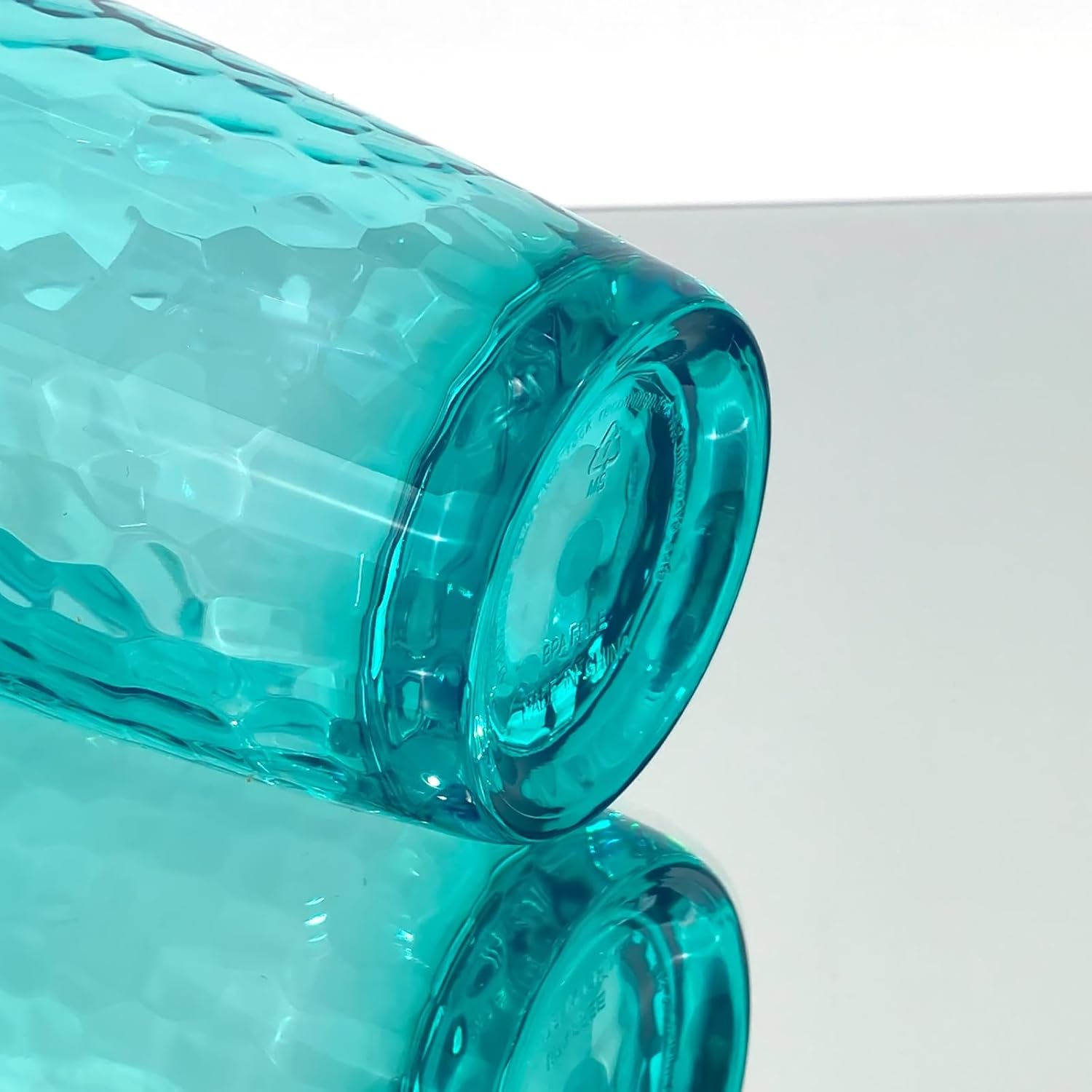 Set of 6 26-Ounce Large Acrylic Glasses Plastic Tumbler/Drinking Water Cups for Home Party,Hammered Style,BPA Free,Dishwasher Safe(Teal) - Image 3