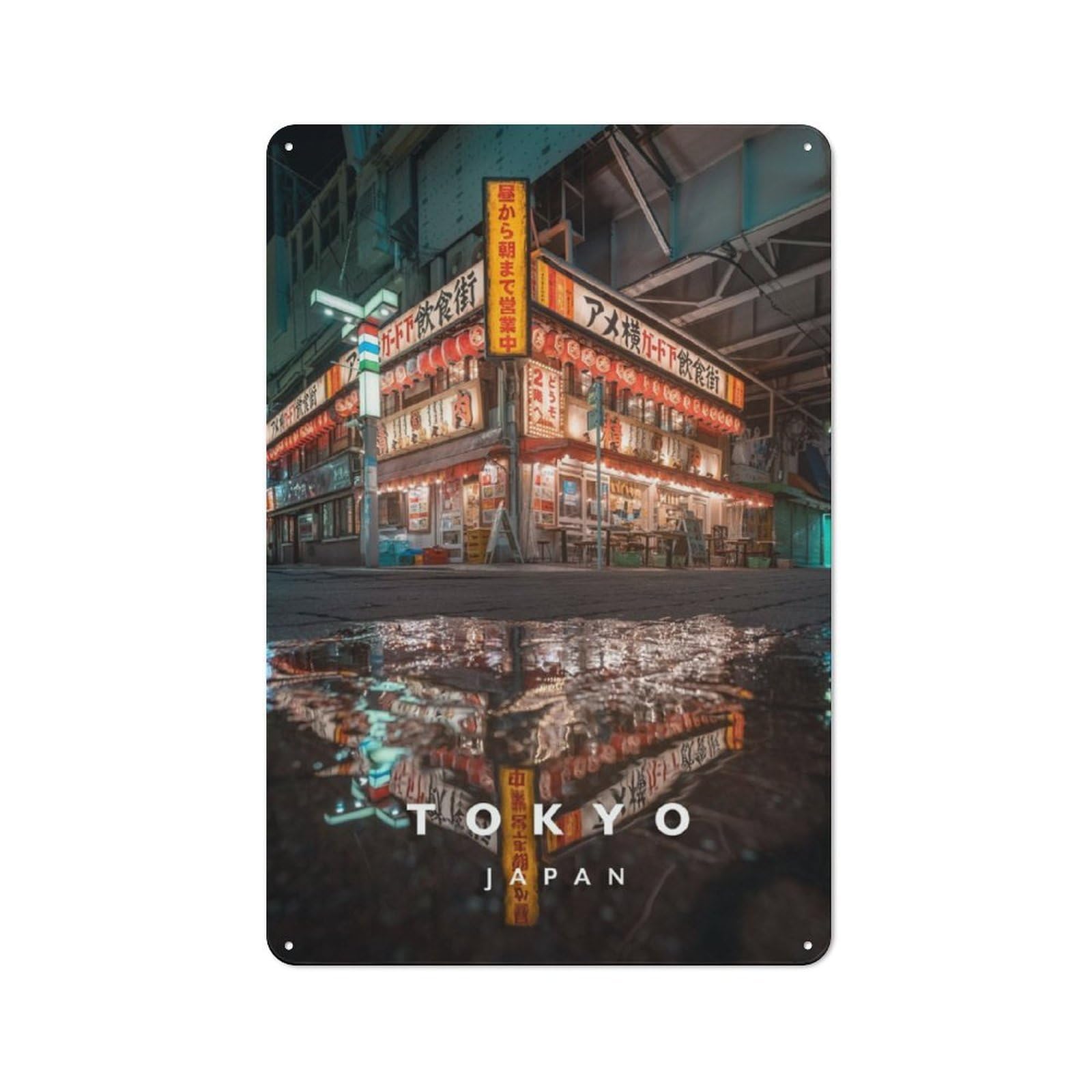 Junmoney Tokyo Ameyayokocho Tin Wall Plaque 30X20cm With For Hobby Room Or Studio, For Updating Hobby Room And Studio After Moving