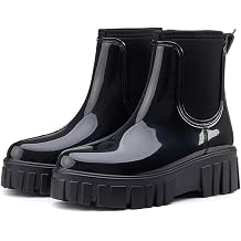 CLYCTIP Womens Rain Boots Ladies Short Chelsea Booties Waterproof Wellington Boots UK Sizes 3-8