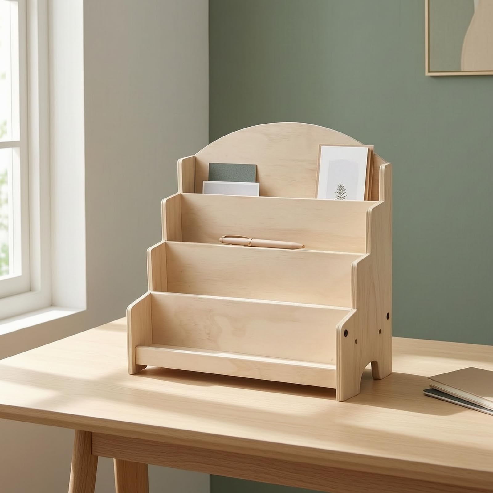 Gralara Kartenständ freistehend Postkartenhalt platzsparend Prospektständ mit 4 Stufen für Einzelhändl, Ladentheke, Vkaufsstand, Vintage-Farbe