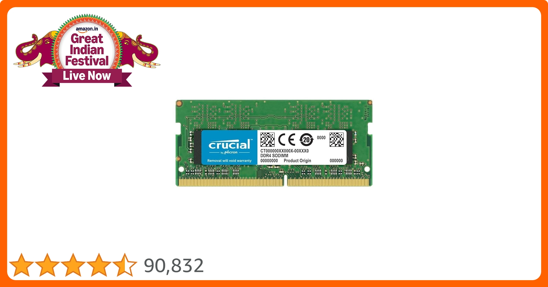 Crucial CT16G4SFD824A 16GB 2400MHz 260-Pin SODIMM Laptop Memory (CT16G4SFD824A)