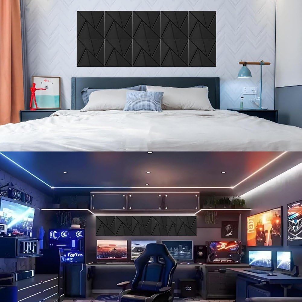8 Pannelli Acustici Parete Ad Alta Densità, Autoadesivi, in Schiuma Fonoassorbente, per Casa, Ufficio, Camera Letto, Sala Giochi,