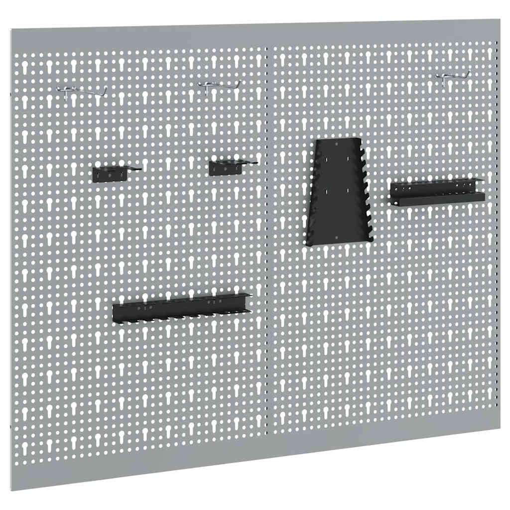 vidaXL Panel de Herramientas 2 pcs Gris 100 x 1 x 80 cm, Organizador de Herramientas, Sistema de Panel Duradero, Estante Moderno, Almacenamiento Rectangular para el Garaje