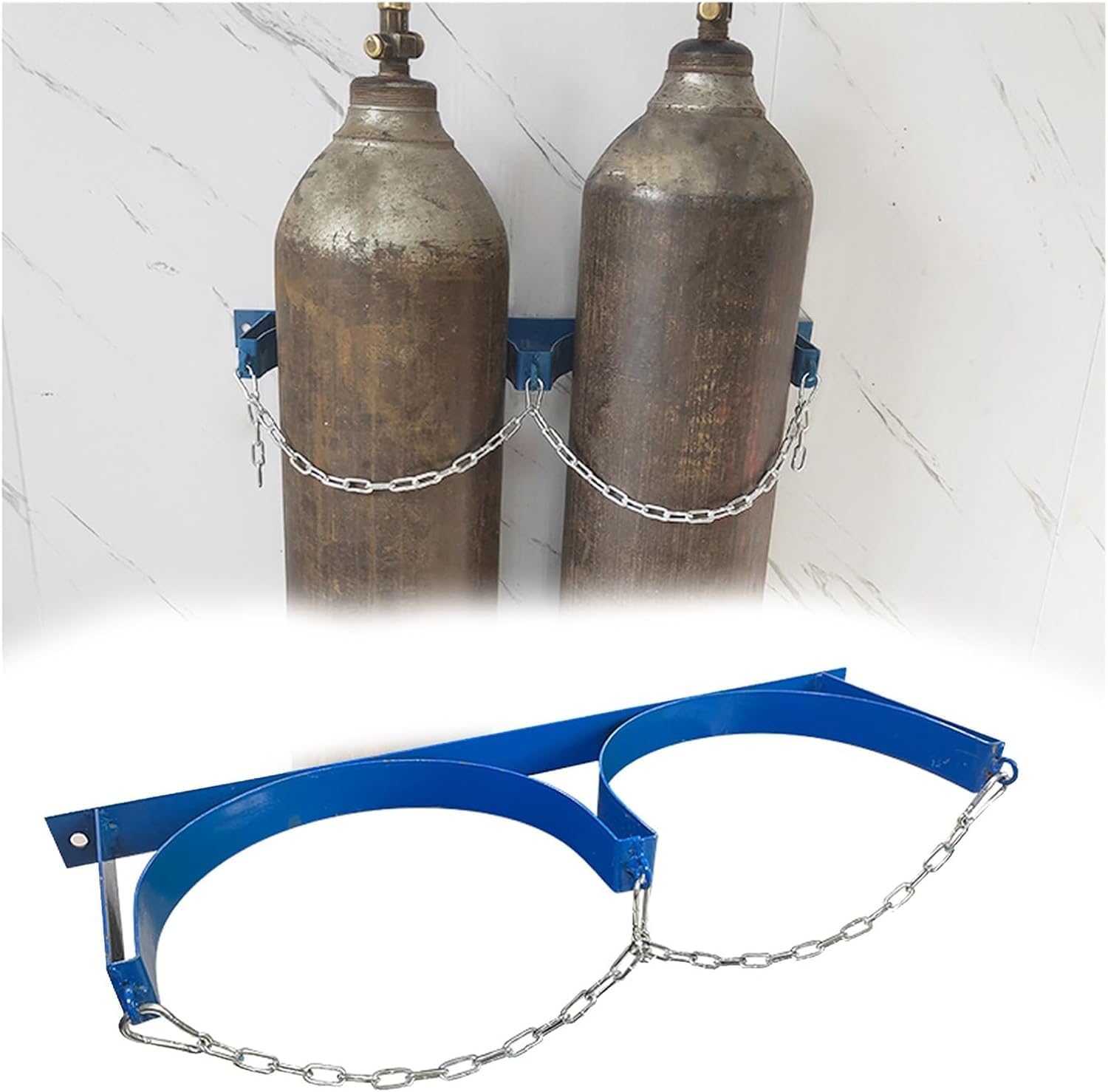 XBTGS Soporte fijo de gas para montaje en pared, apto para almacenamiento de cilindros en escuelas, hogares y hospitales, 2 botellas de 65 x 20 cm, 2 botellas de 65 x 20 cm