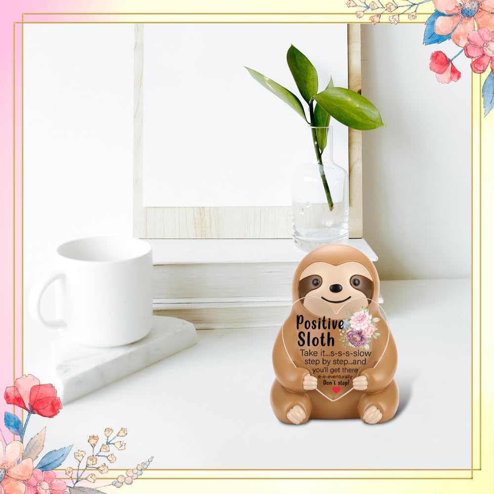 FOUGSTA Cute Sloth Gifts for Students, Women, Friends, Coworkers, Positive Desk Decor Gifts for Students, Women, Inspirational Office Presents for Sloth Lover, 3.14inch*2.36inch, XXS2 - Image 3