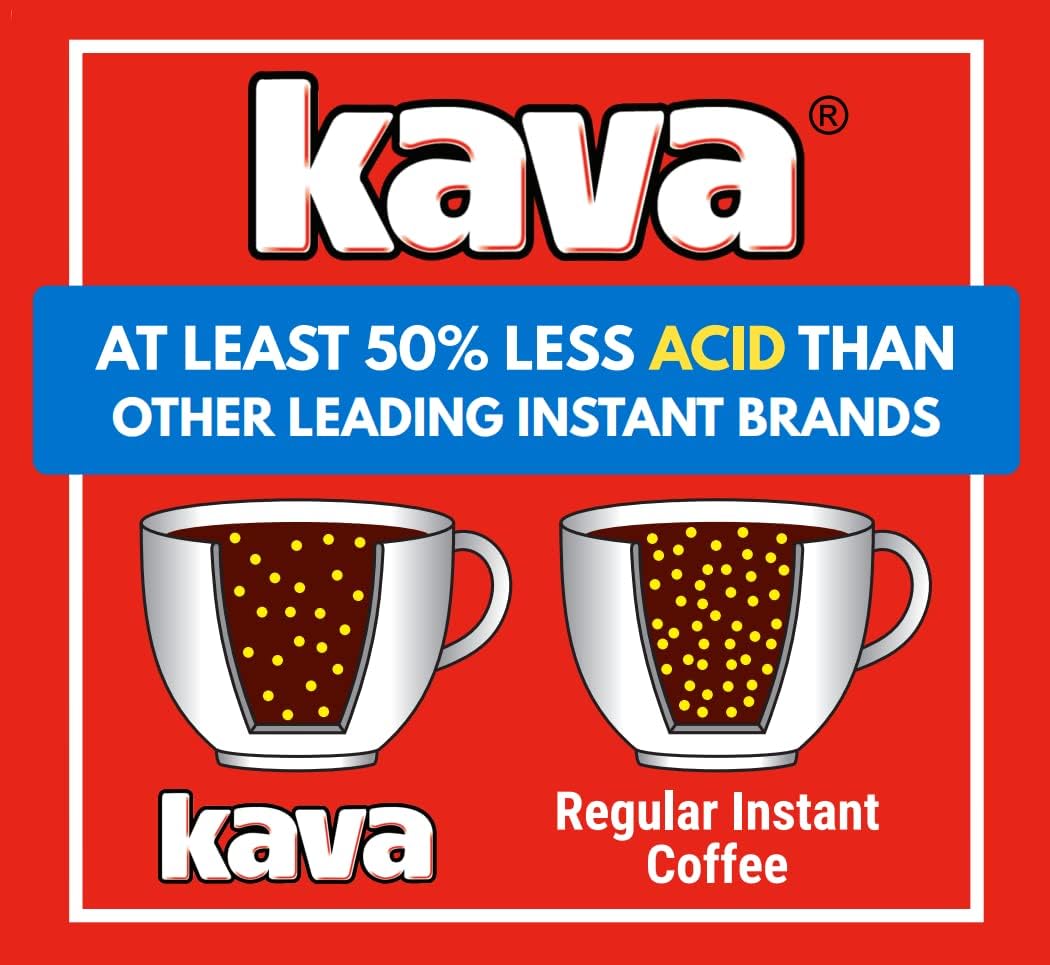 Kava Low Acid Coffee Instant Coffee Kosher Certified Medium Roast Glass Jar, 4 Ounce (Pack of 2)