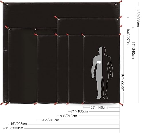 Miniatura 7 de REDCAMP Huella de tienda de campaña ultraligera, lona impermeable de poliuretano 2000 con bolsa de transporte con cordón para acampar en el suelo,
