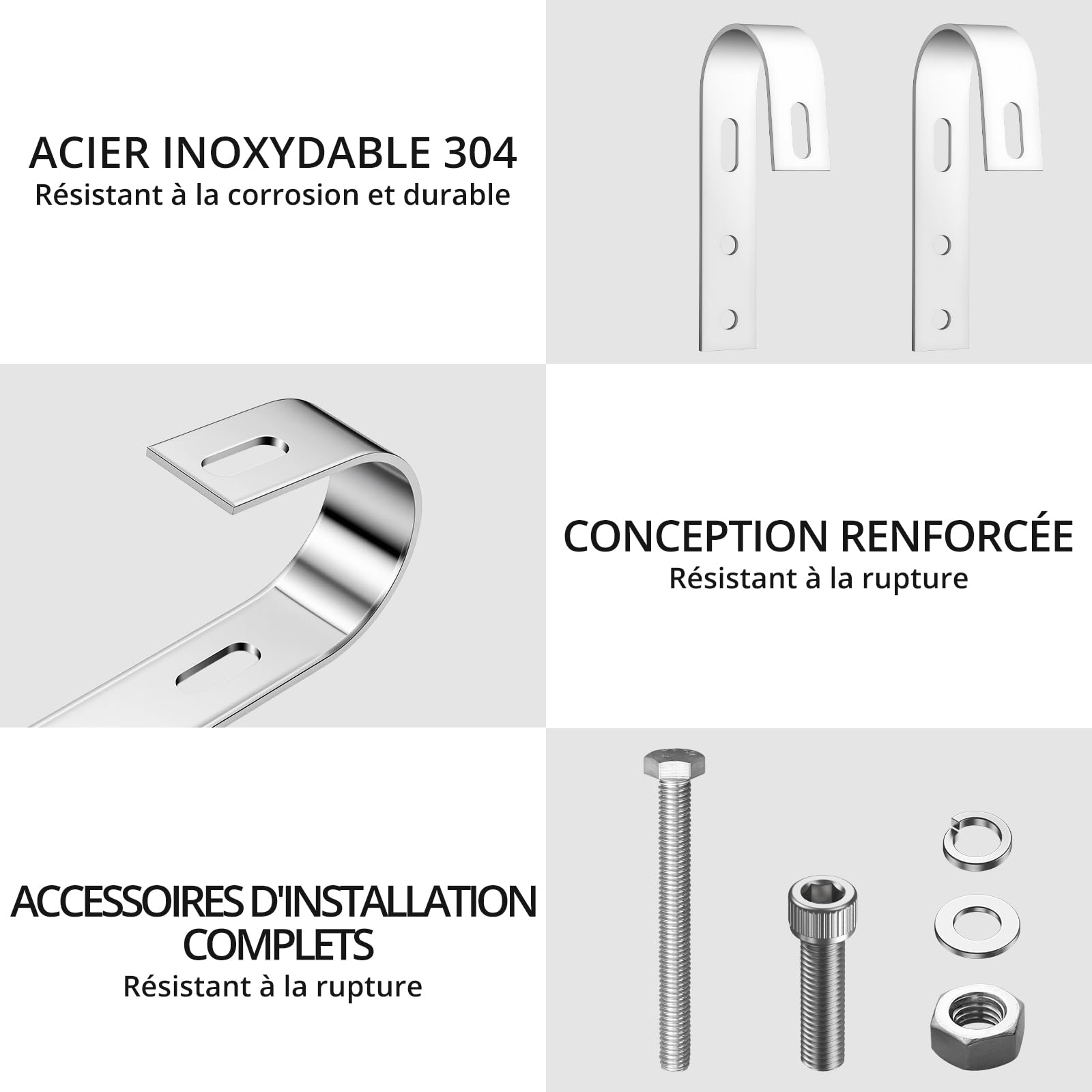 GETLITOOL 4PCS Crochets Balcon Solaire Inox 304 Fixation Panneau Solaire sans Perçage,Crochets de Fixation pour Balcon/Toit/Garage,Crochets de Montage de Panneaux Solairesrobustes