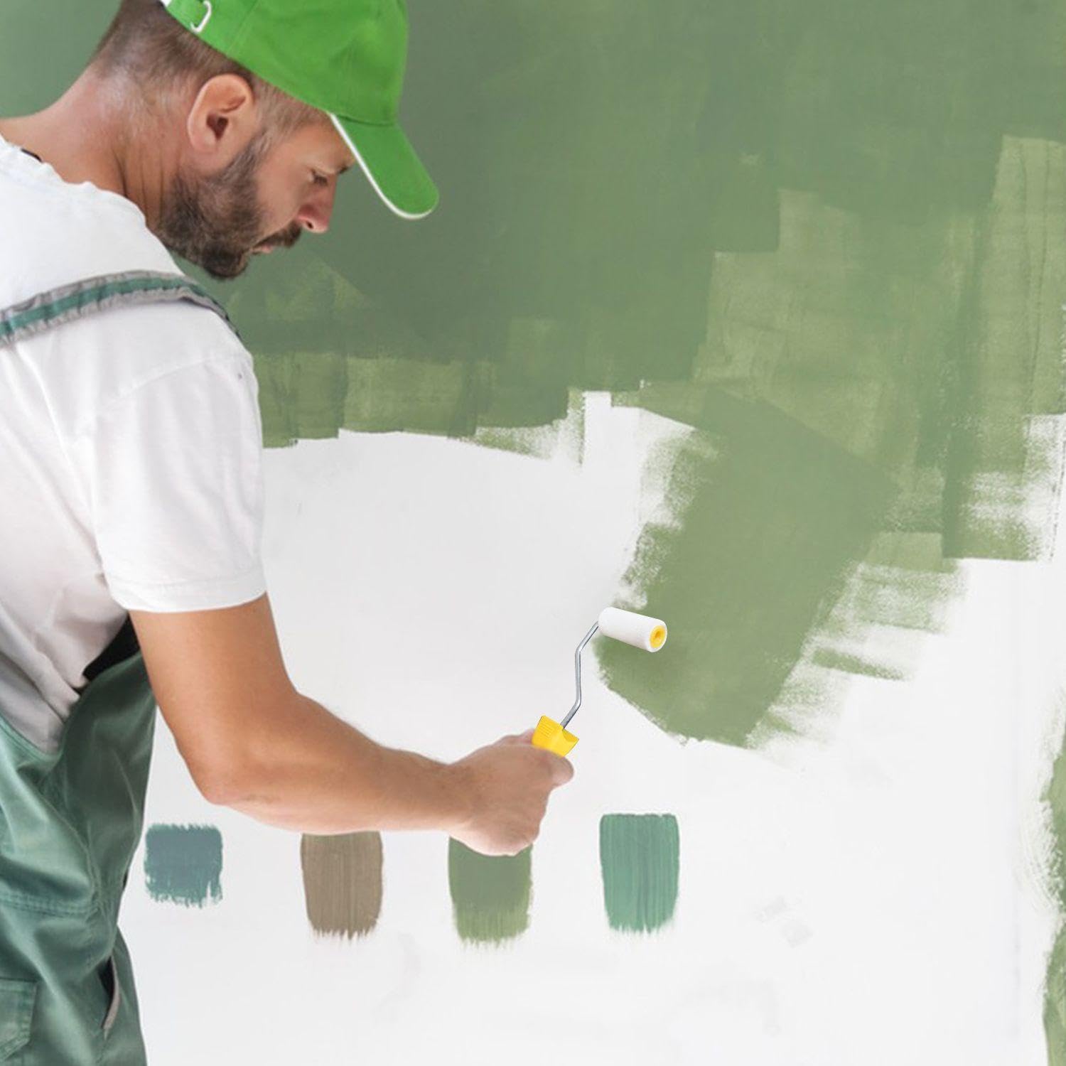 Manico In Ferro Da 2 Pezzi E Testa A 4 Pezzi, Pennello A Rullo Di Vernice, Strumenti Di Pittura, Accessori Artigianali Fai-Da-Te.