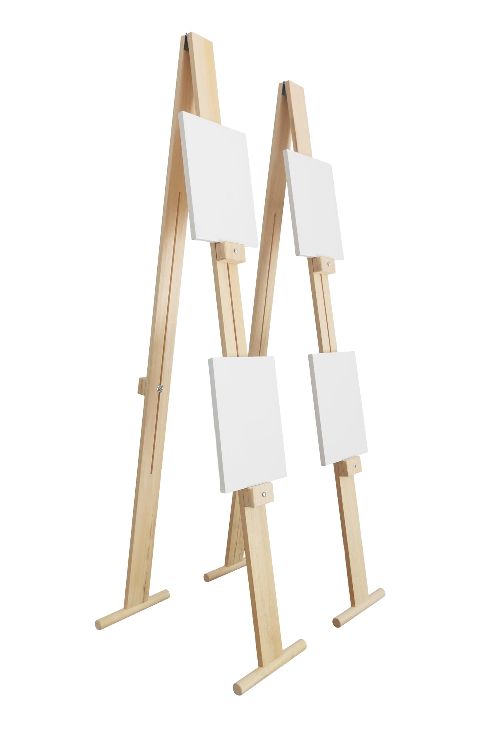 Giano Cavalletto per pittura ed esposizione quadri in legno Ayous naturale, regolabile in altezza ed inclinazione, portata 20 kg, made in Italy con struttura brevettata, ideale per grandi opere