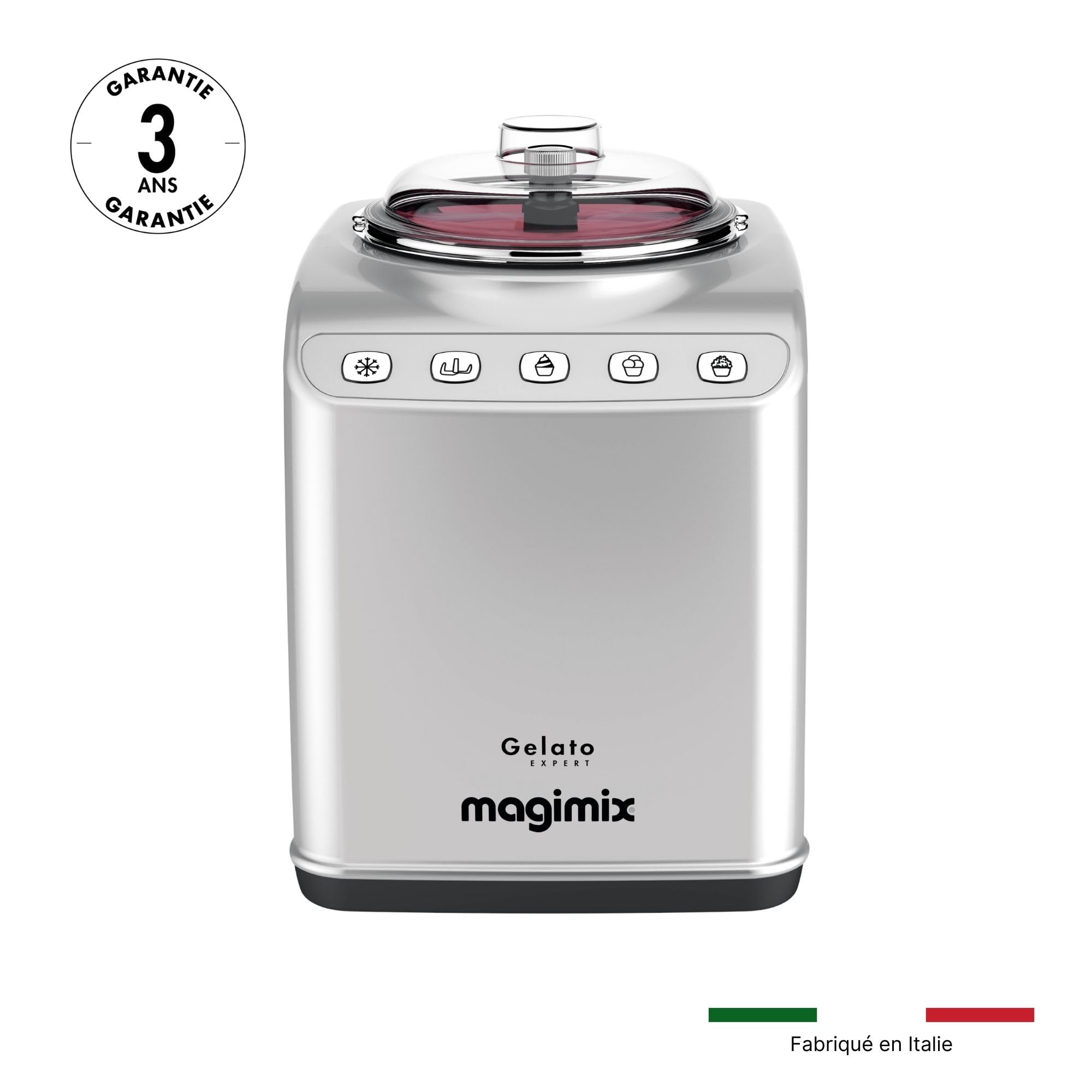 magimix Sorbetière avec compresseur - Gelato Expert – Machine à glace professionnelle – Glace italienne, sorbet & granité maison sans pré-congélation – 2 cuves inox 2L – 140W – Made in Italy
