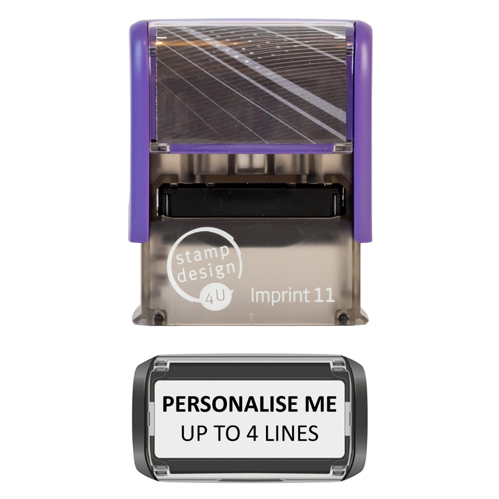 Premium 4 Line Self Inking Custom Stamp Imprint 11 Personalised Rubber Stamp - Black Ink โ image 1
